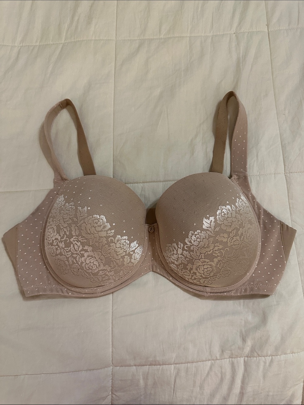 Soma Molded Lace-Accent Bra in Tan